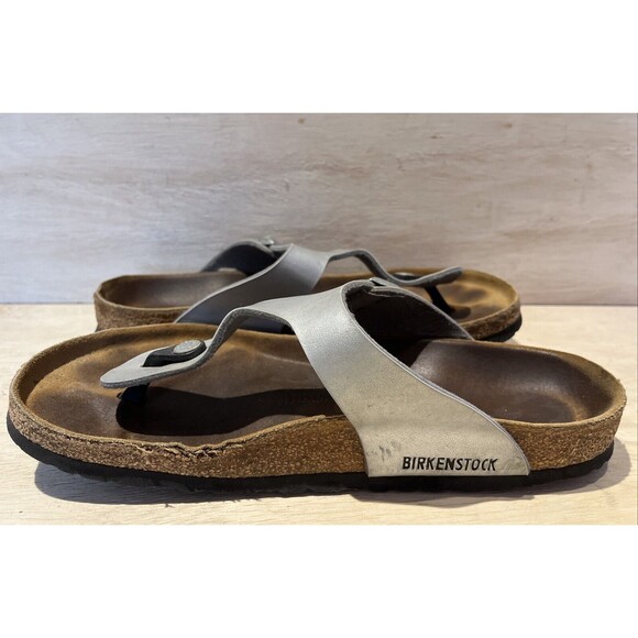 Birkenstock Gizeh Silver Sandal Slip on Shoe Womens Size 41 US 10 10.5 - Picture 5 of 9
